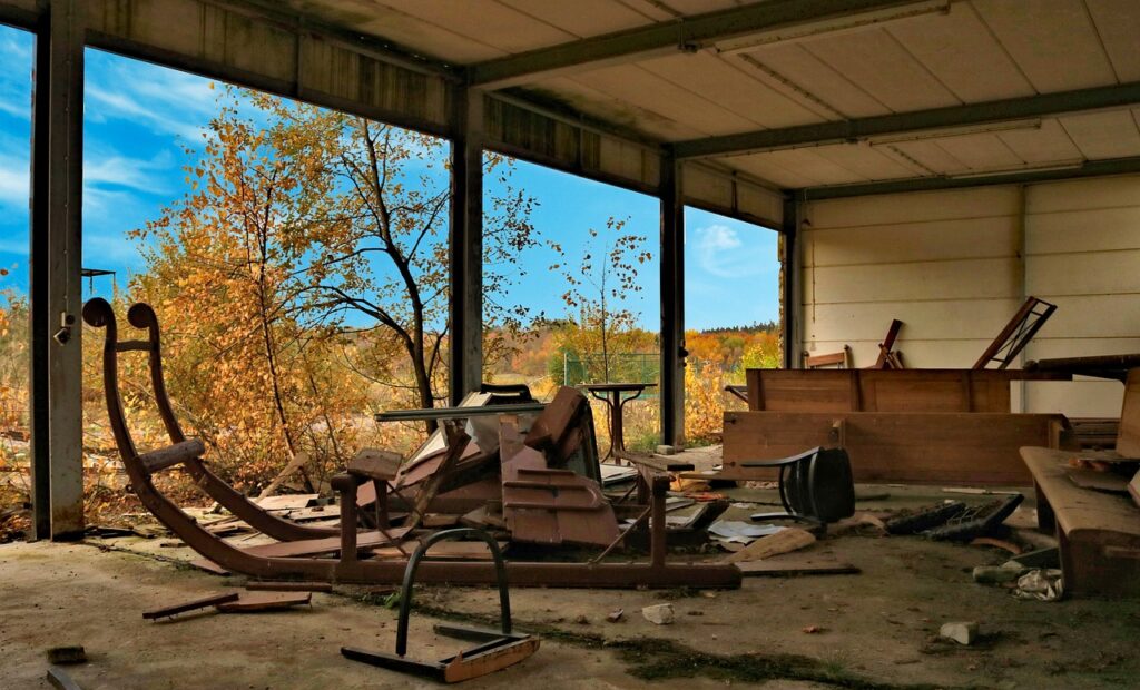 broken furniture in the garden